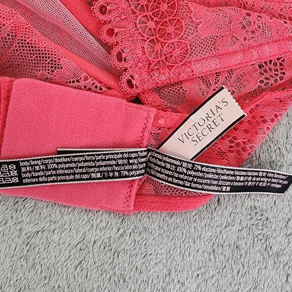 NEW Victoria's Secret Bralette 32D Pink Coral Very Sexy High Neck Lace Underwire - Picture 7 of 8
